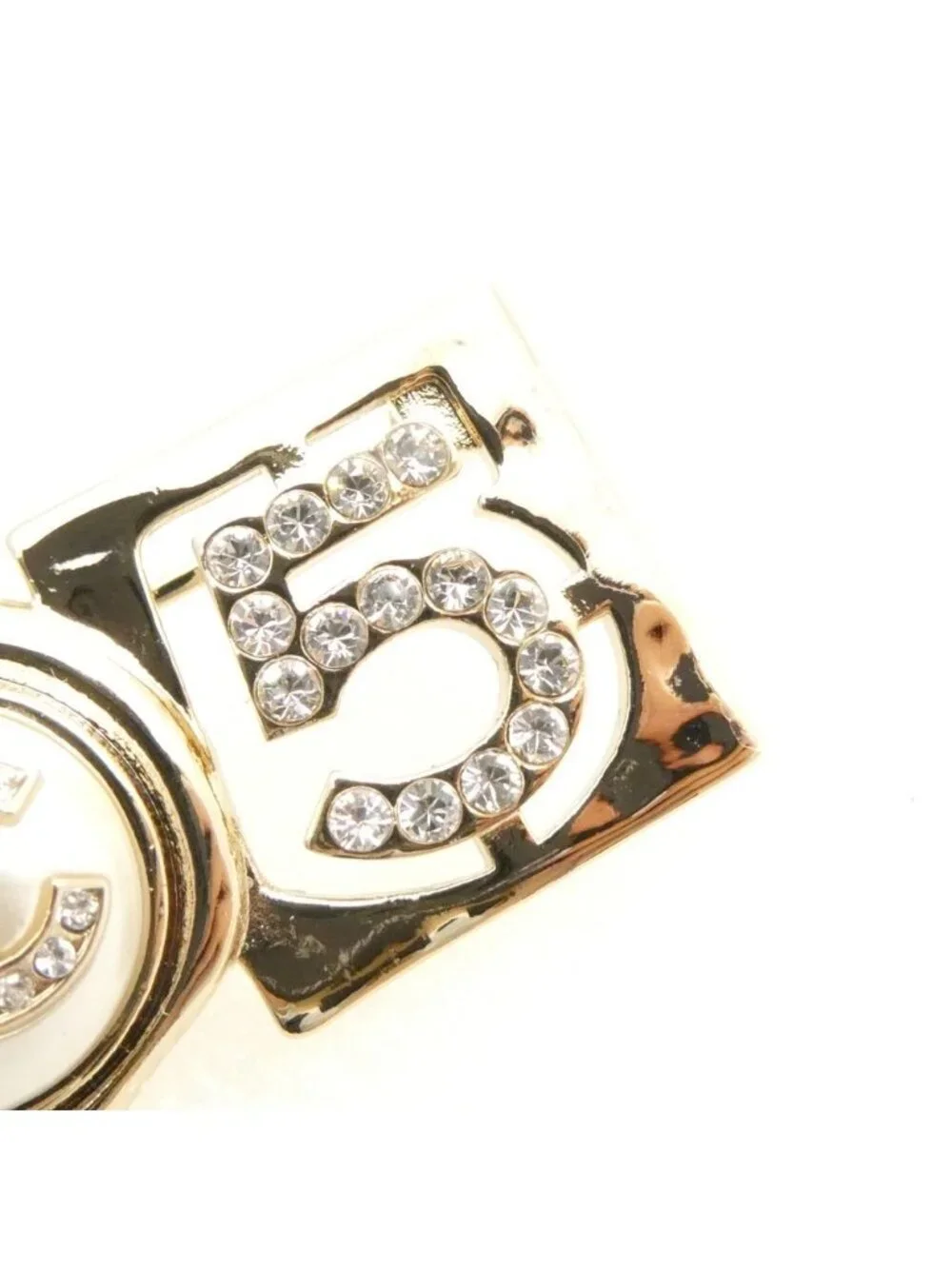 Chanel Brooch CC Logo Line Stone Pearl Horizontal - Picture 7 of 9